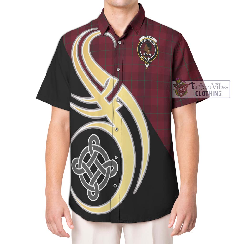 Stirling of Keir Tartan Short Sleeve Button Shirt with Family Crest and Celtic Symbol Style Kid - Tartan Vibes Clothing