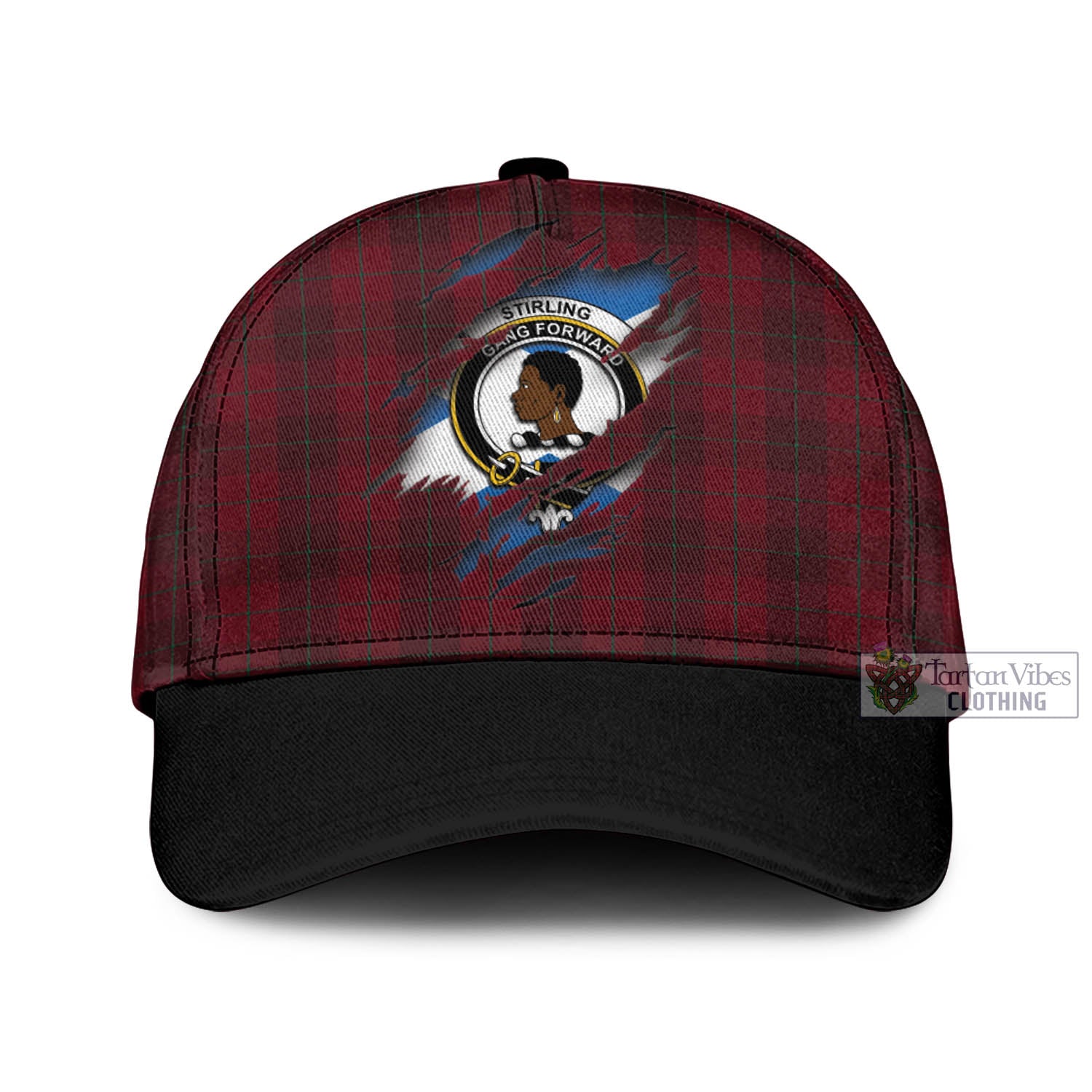 Tartan Vibes Clothing Stirling of Keir Tartan Classic Cap with Family Crest In Me Style