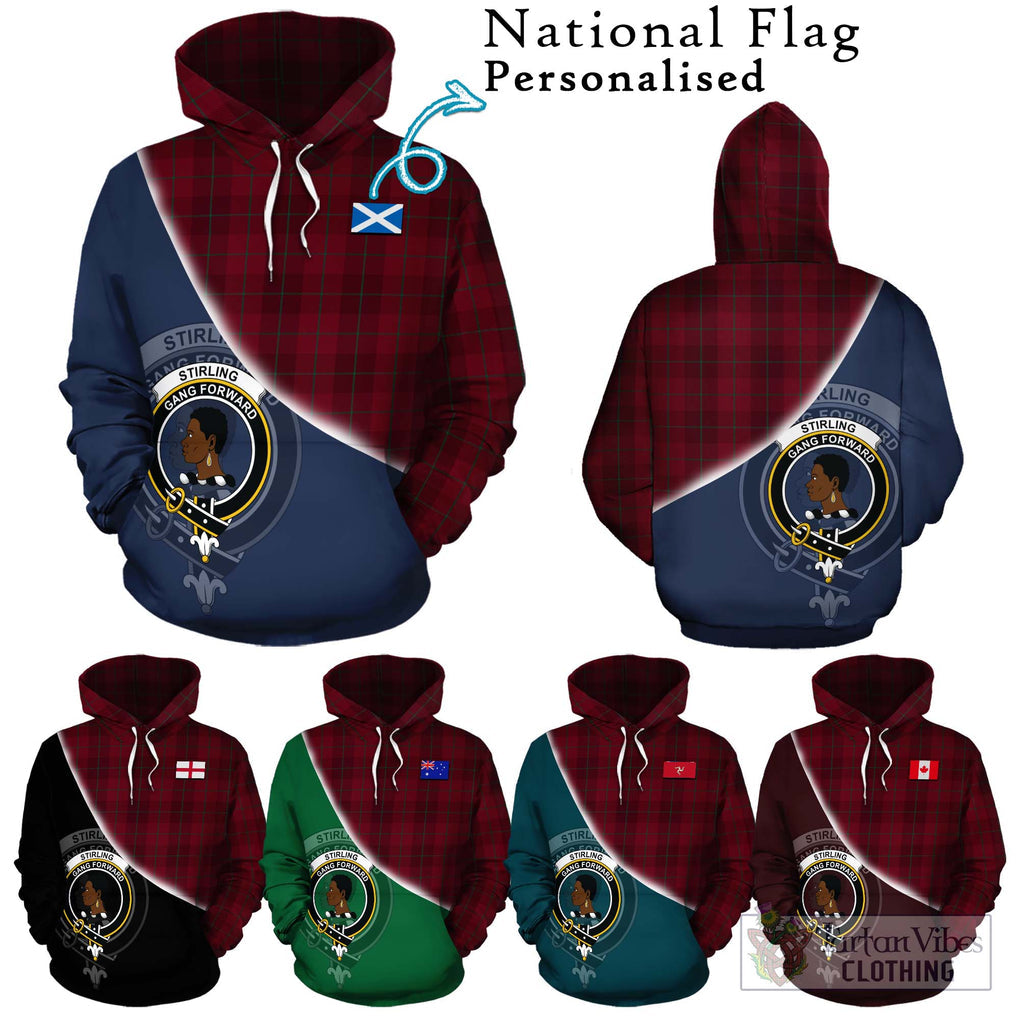 Stirling of Keir Tartan Hoodie with Personalised National Flag and Family Crest Half Style Zip Hoodie - Tartanvibesclothing Shop