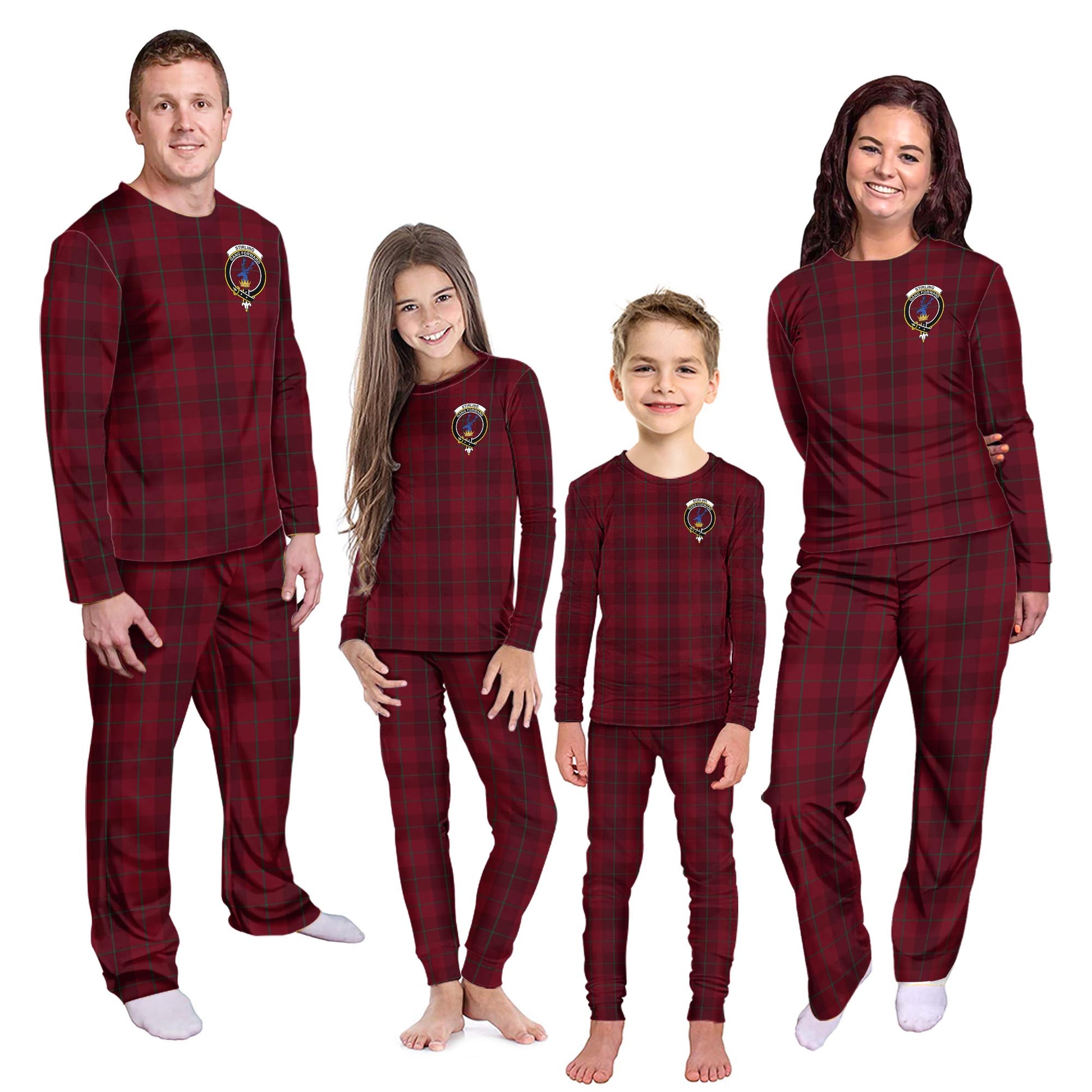 Stirling of Keir Tartan Pajamas Family Set with Family Crest - Tartanvibesclothing