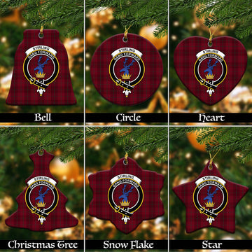 Stirling of Keir Tartan Christmas Ceramic Ornaments with Family Crest