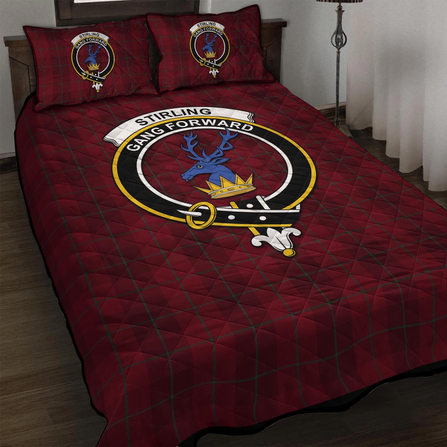 Stirling of Keir Tartan Quilt Bed Set with Family Crest - Tartan Vibes Clothing