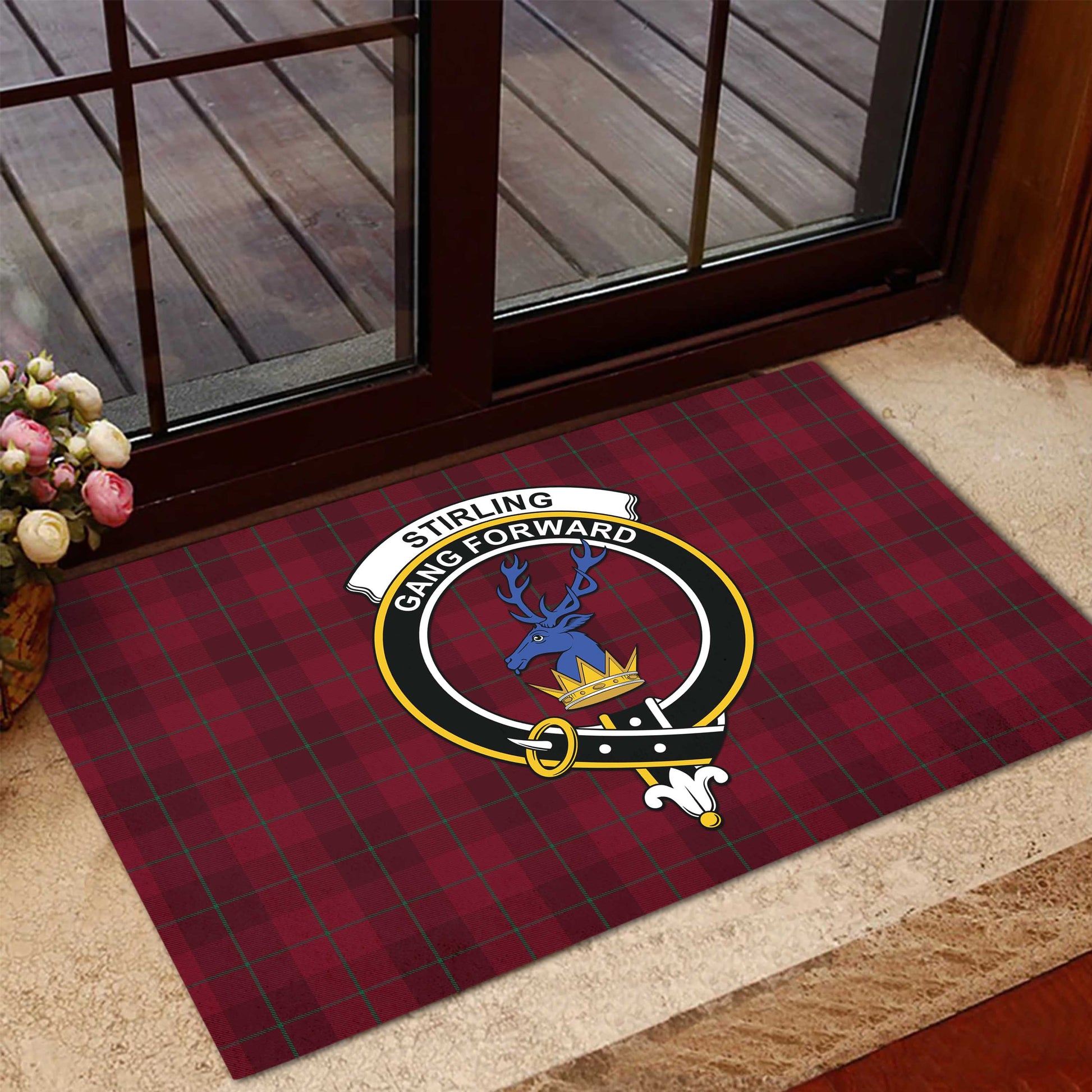 Stirling of Keir Tartan Door Mat with Family Crest - Tartanvibesclothing Shop