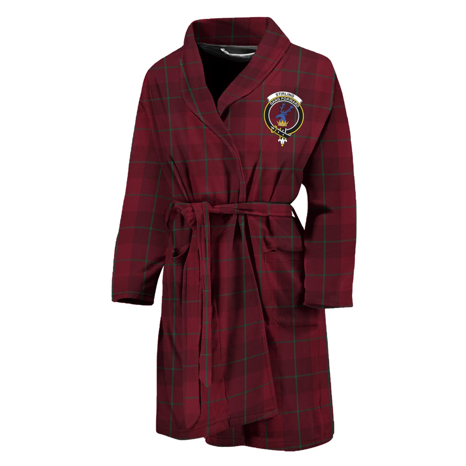 Stirling of Keir Tartan Bathrobe with Family Crest Unisex M - Tartan Vibes Clothing