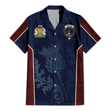 Stirling of Keir Tartan Short Sleeve Button Up Shirt with Family Crest and Scottish Thistle Vibes Sport Style