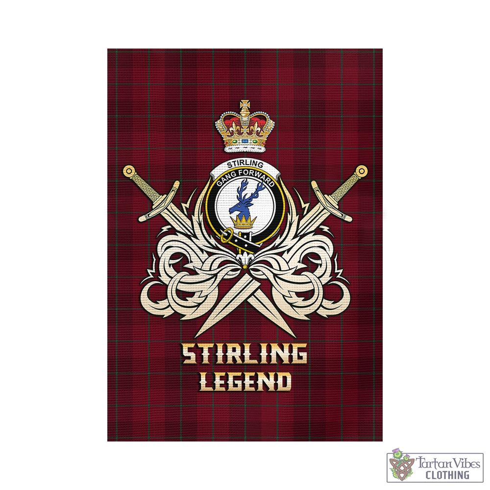 Tartan Vibes Clothing Stirling of Keir Tartan Flag with Clan Crest and the Golden Sword of Courageous Legacy