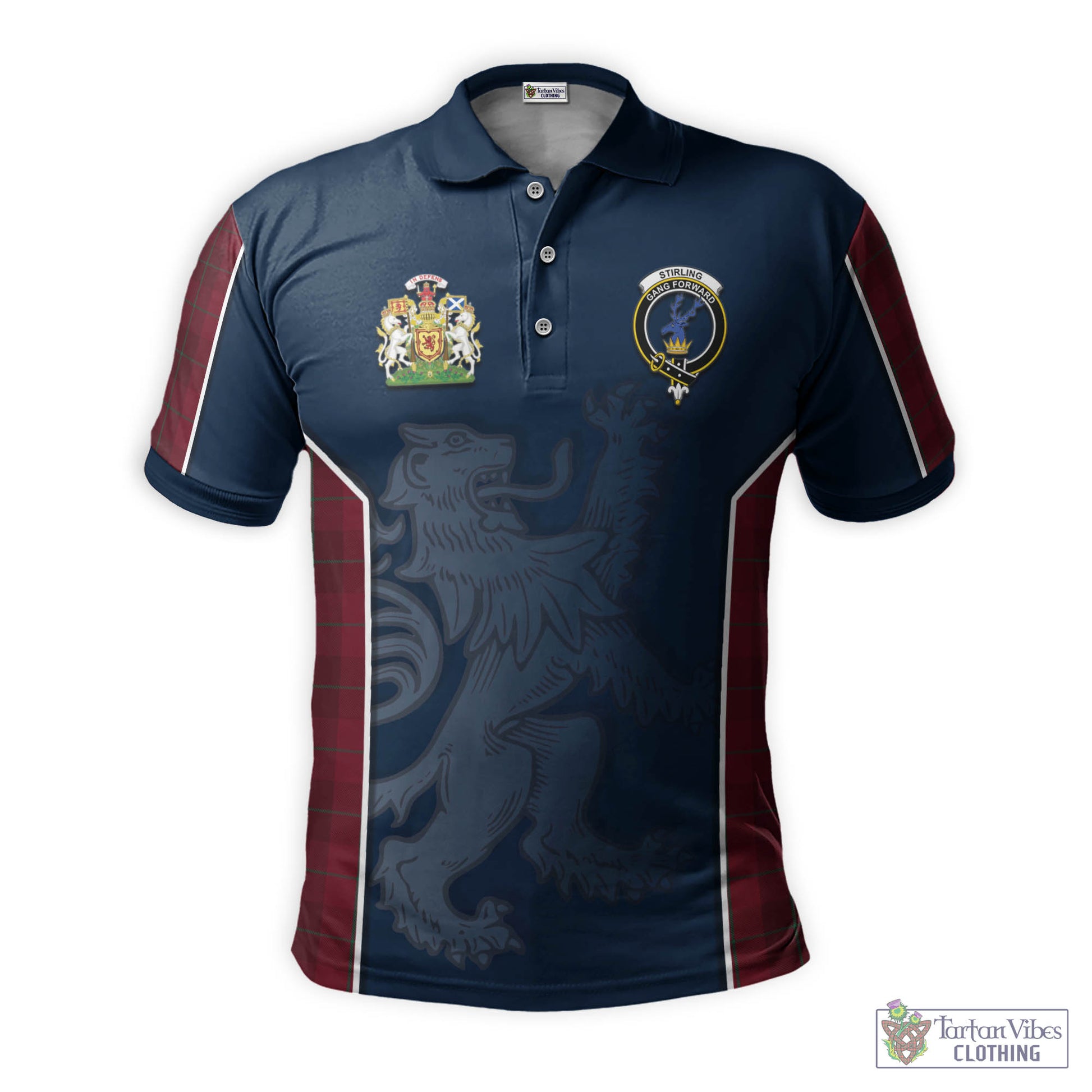 Tartan Vibes Clothing Stirling of Keir Tartan Men's Polo Shirt with Family Crest and Lion Rampant Vibes Sport Style