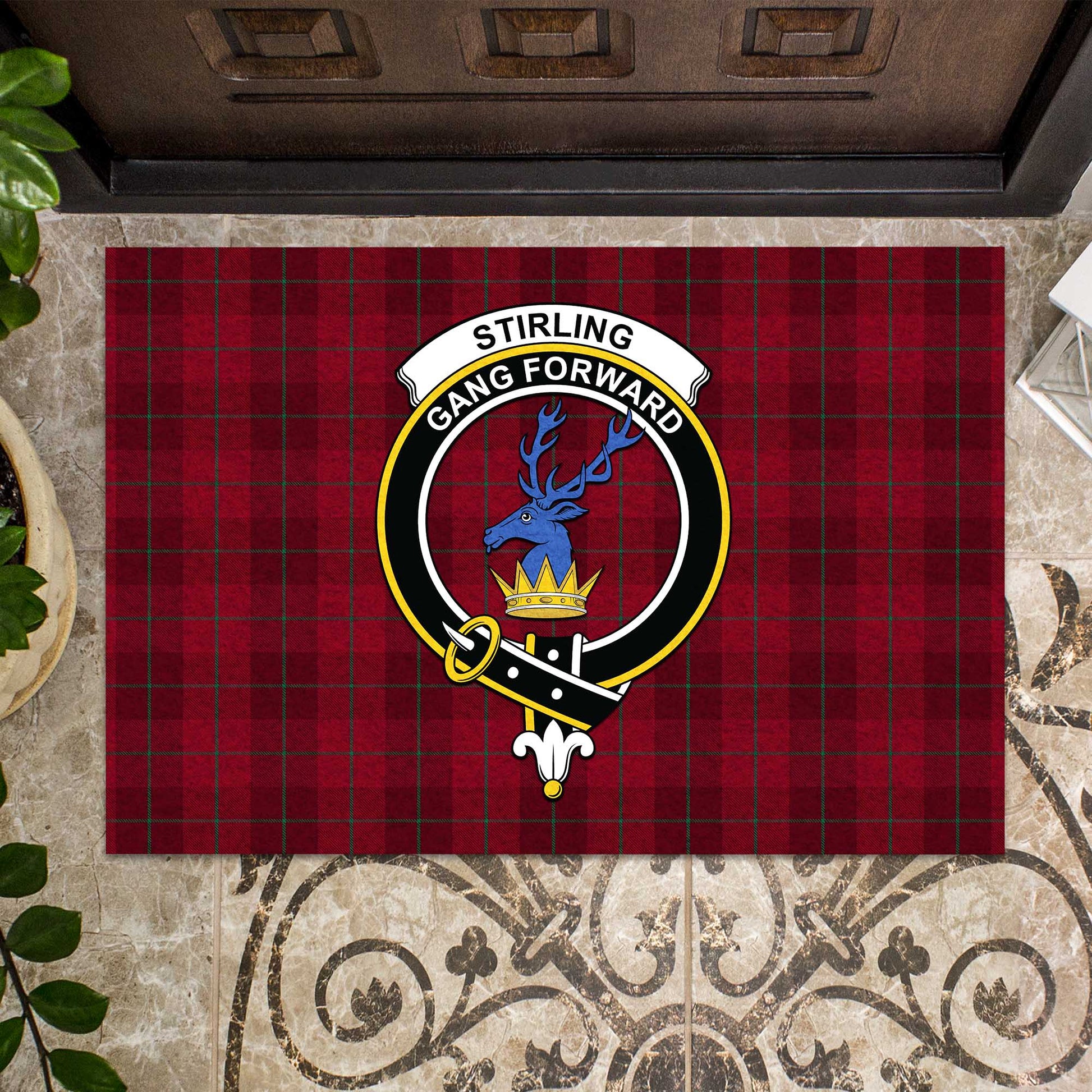 Stirling of Keir Tartan Door Mat with Family Crest - Tartanvibesclothing Shop