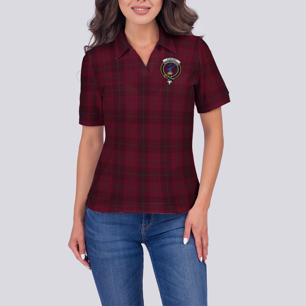 Stirling of Keir Tartan Polo Shirt with Family Crest For Women - Tartan Vibes Clothing