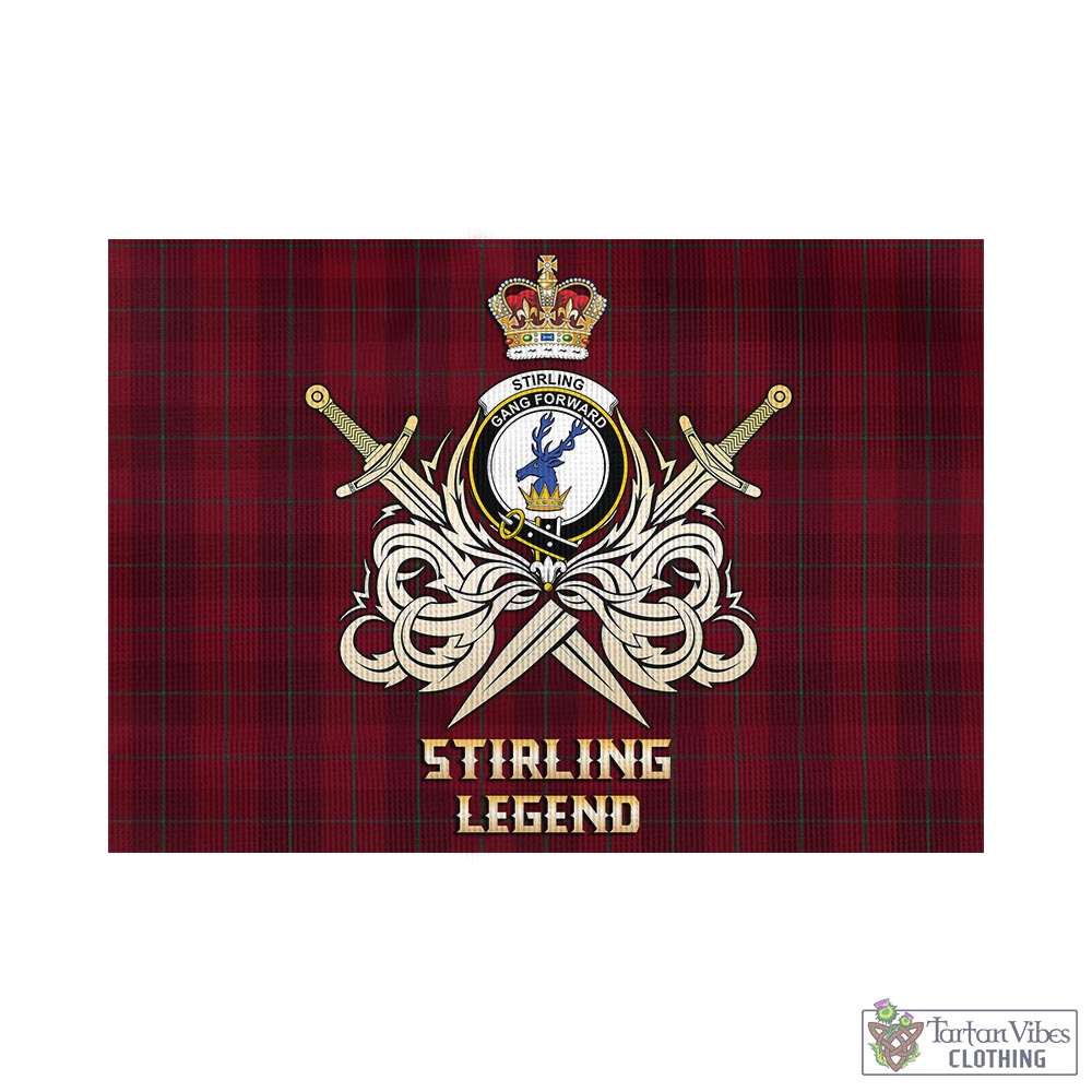 Tartan Vibes Clothing Stirling of Keir Tartan Flag with Clan Crest and the Golden Sword of Courageous Legacy