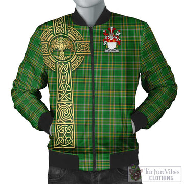 St.John Irish Clan Tartan Bomber Jacket with Coat of Arms Celtic Tree of Life Unisex Black - Tartan Vibes Clothing