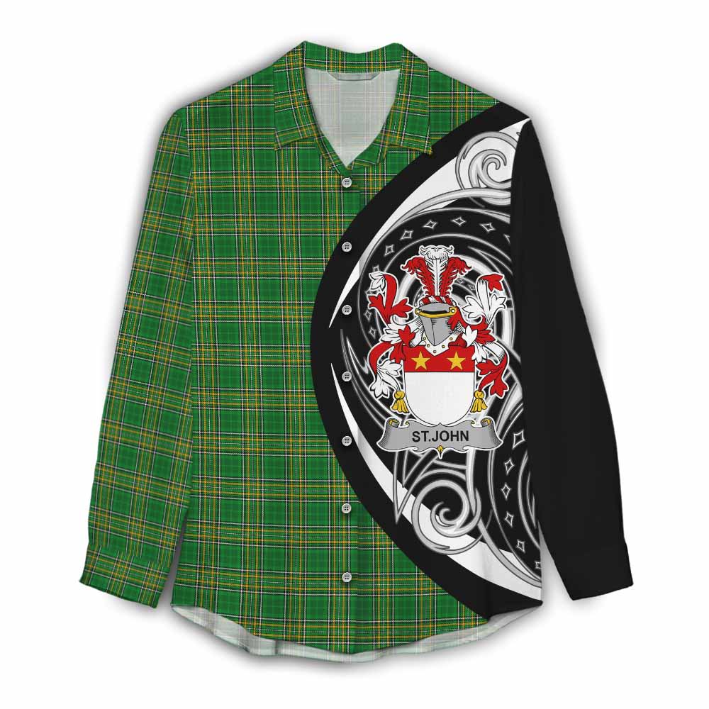 St.John Irish Clan Women's Casual Shirt Celtic Circle Style Female - Tartan Vibes Clothing