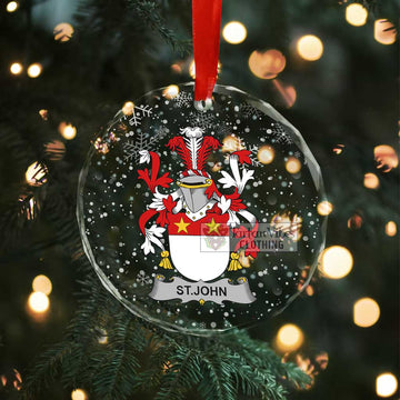 St.John Irish Clan Christmas Glass Ornament with Coat of Arms - 2D-tartanvibesclothing