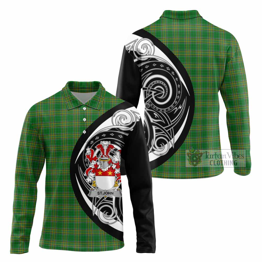 St.John Irish Clan Long Sleeve Polo Shirt Celtic Circle Style - Tartan Vibes Clothing