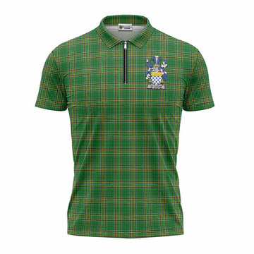 St.Leger Irish Clan Tartan Zipper Polo Shirt with Coat of Arms