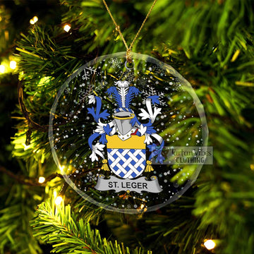 St.Leger Irish Clan Christmas Glass Ornament with Coat of Arms