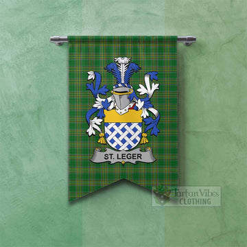 St.Leger Irish Clan Tartan Gonfalon, Tartan Banner with Coat of Arms Fishtail - Tartan Vibes Clothing