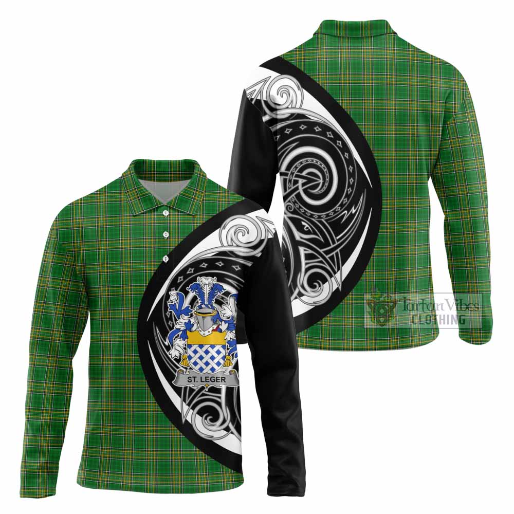 St.Leger Irish Clan Long Sleeve Polo Shirt Celtic Circle Style - Tartan Vibes Clothing