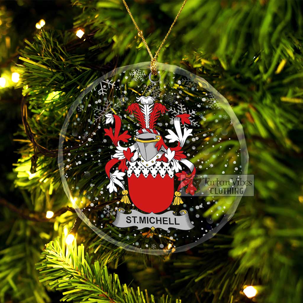 Tartan Vibes Clothing St.Michell Irish Clan Christmas Glass Ornament with Coat of Arms