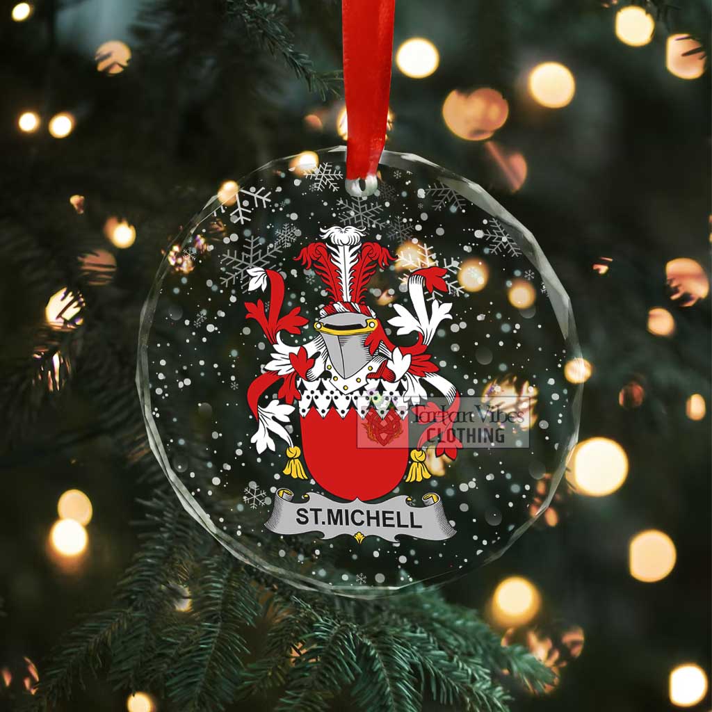 Tartan Vibes Clothing St.Michell Irish Clan Christmas Glass Ornament with Coat of Arms