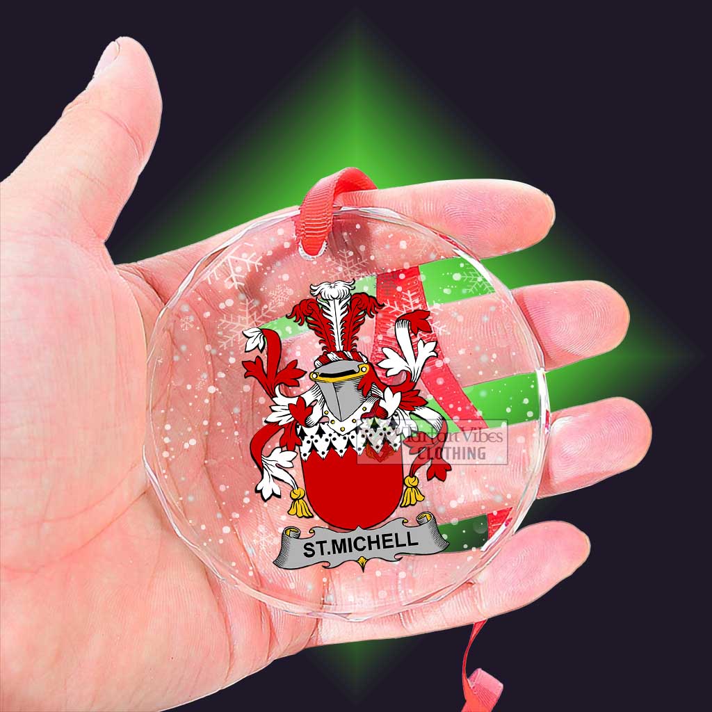 Tartan Vibes Clothing St.Michell Irish Clan Christmas Glass Ornament with Coat of Arms