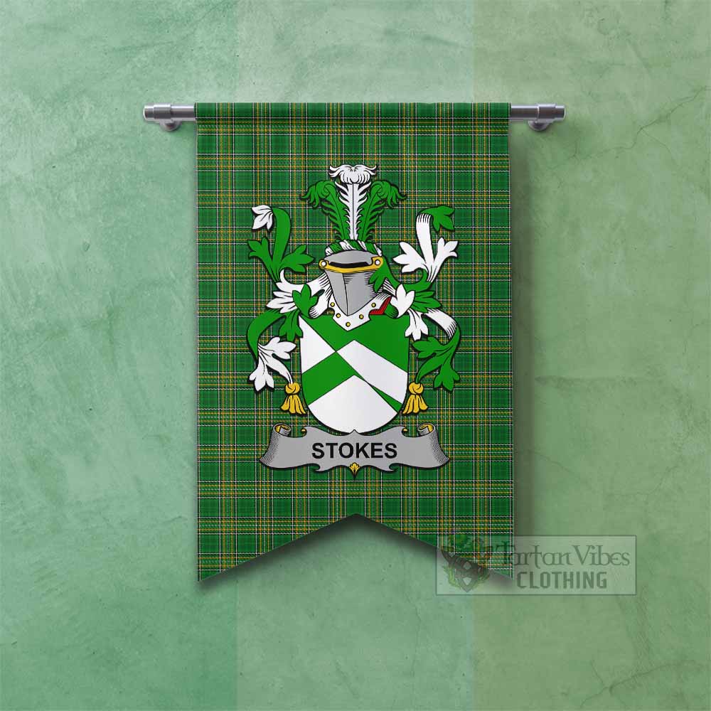 Stokes Irish Clan Tartan Gonfalon, Tartan Banner with Coat of Arms Fishtail - Tartan Vibes Clothing