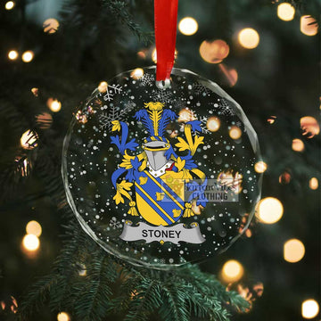 Stoney Irish Clan Christmas Glass Ornament with Coat of Arms