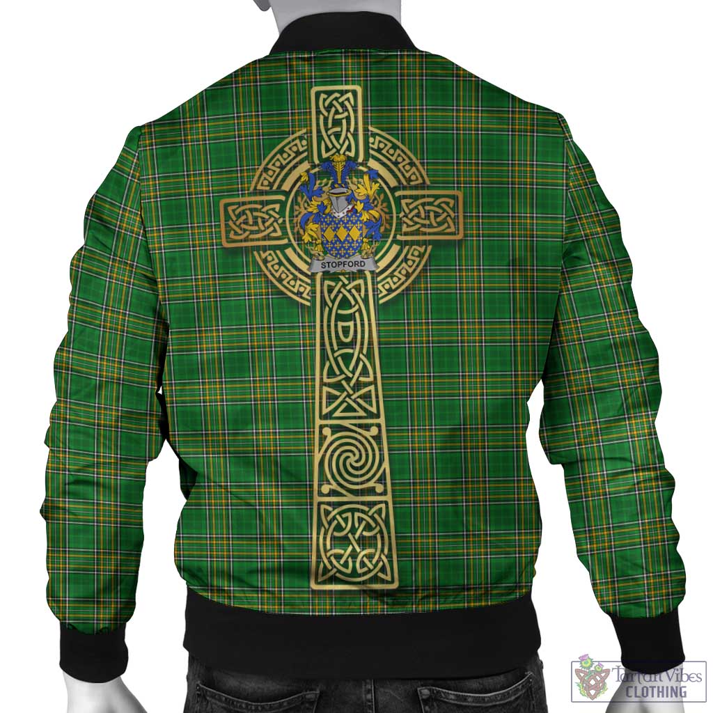 Tartan Vibes Clothing Stopford Irish Clan Tartan Bomber Jacket with Coat of Arms Celtic Tree of Life Style