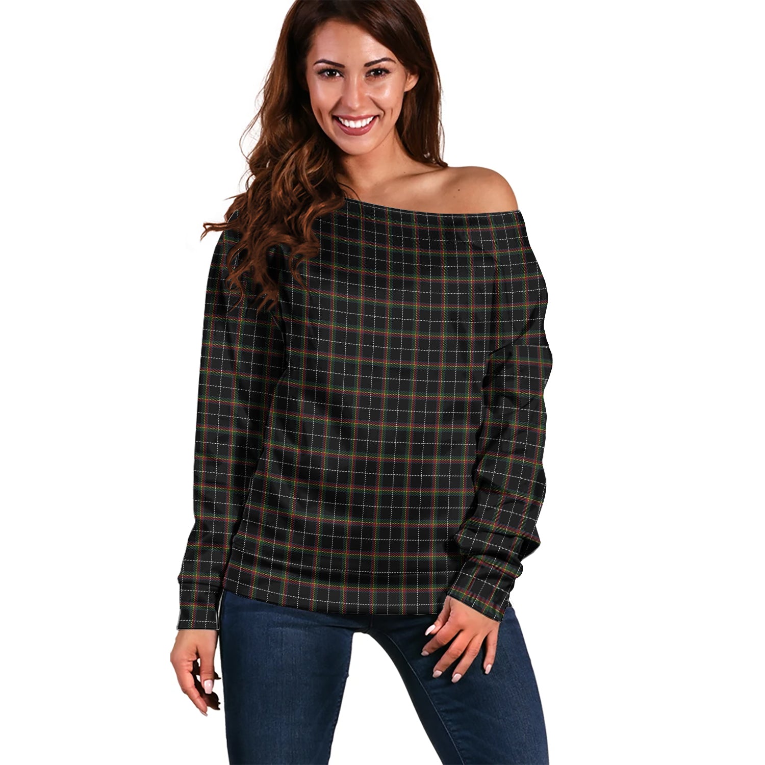 Stott Tartan Off Shoulder Women Sweater Women - Tartanvibesclothing Shop