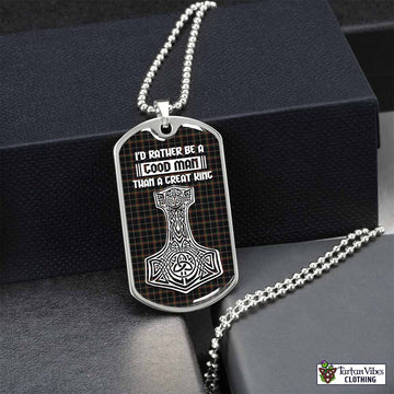 Stott Tartan Dog Tag Necklace Viking Mjolnir Style