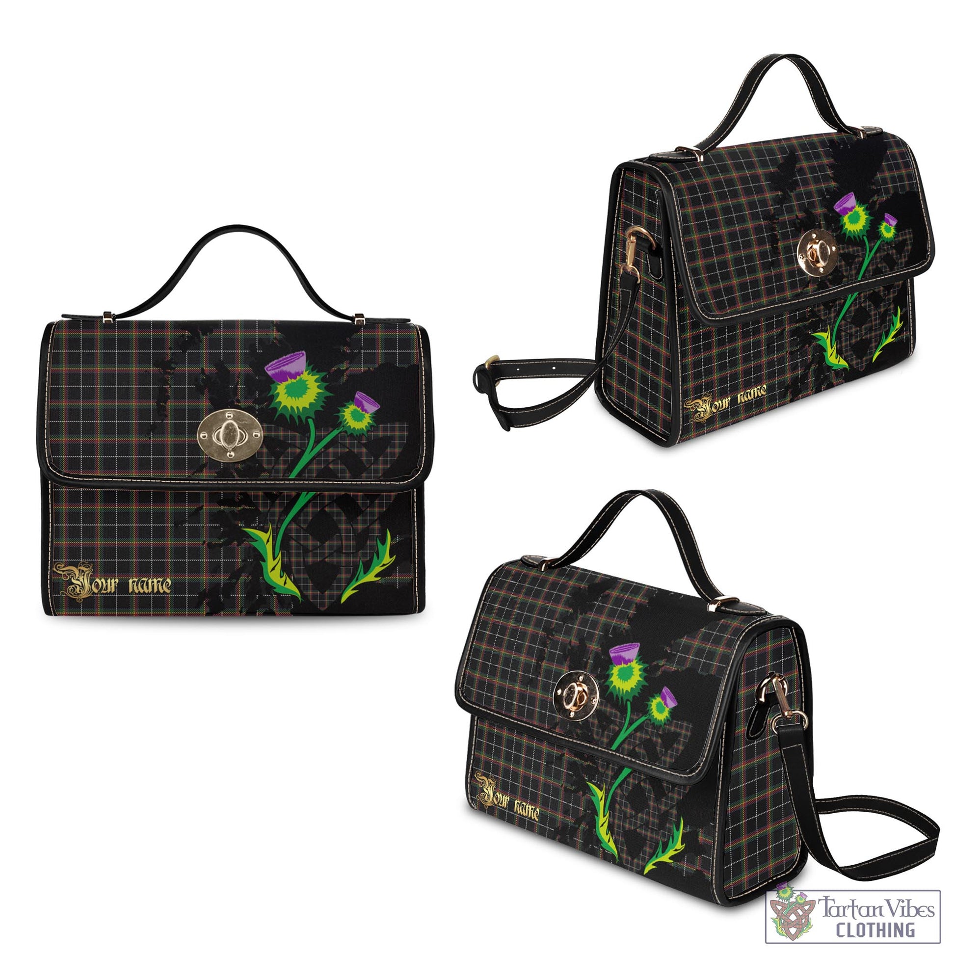 Tartan Vibes Clothing Stott Tartan Waterproof Canvas Bag with Scotland Map and Thistle Celtic Accents