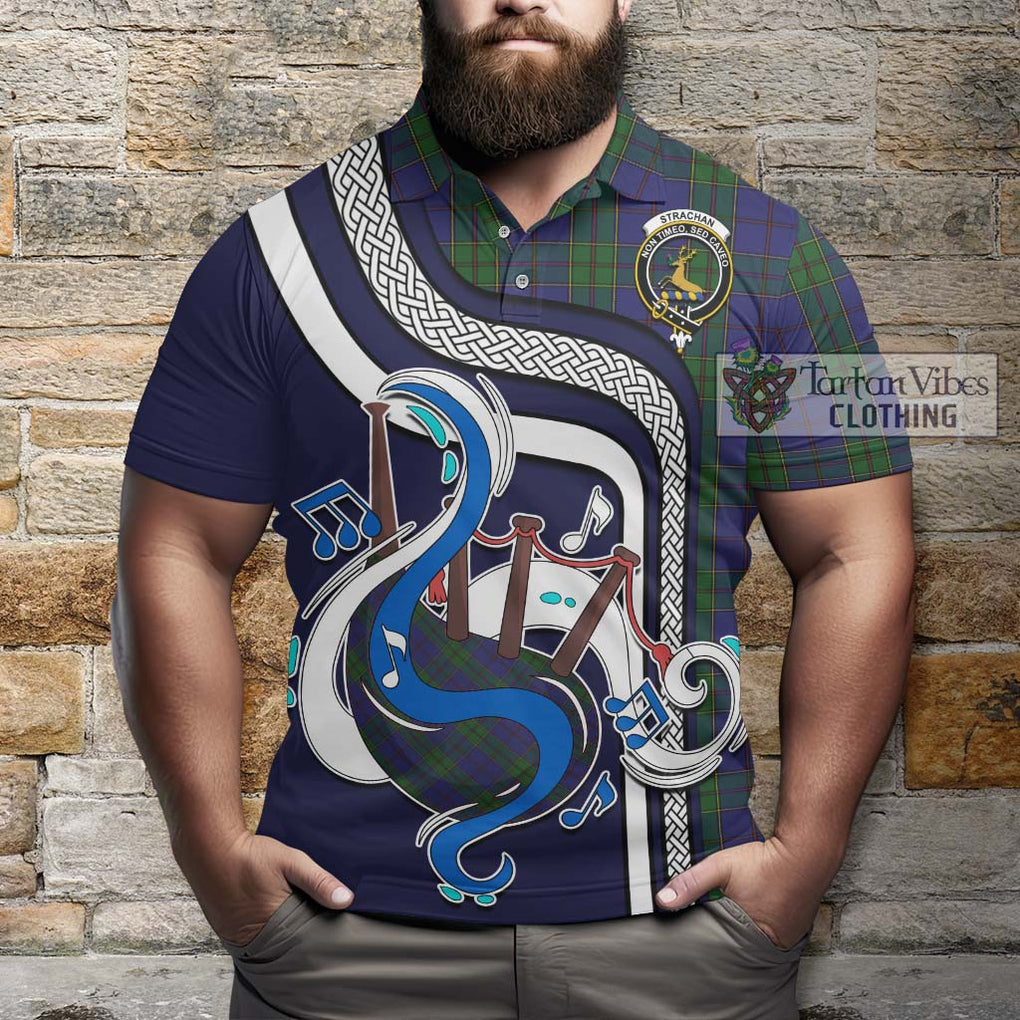 Tartan Vibes Clothing Strachan Tartan Polo Shirt with Epic Bagpipe Style