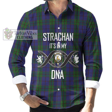 Strachan Tartan Long Sleeve Button Shirt with Family Crest DNA In Me Style