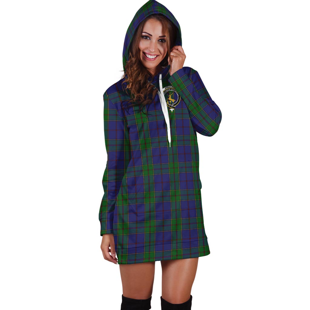 Strachan Tartan Hoodie Dress with Family Crest - Tartan Vibes Clothing