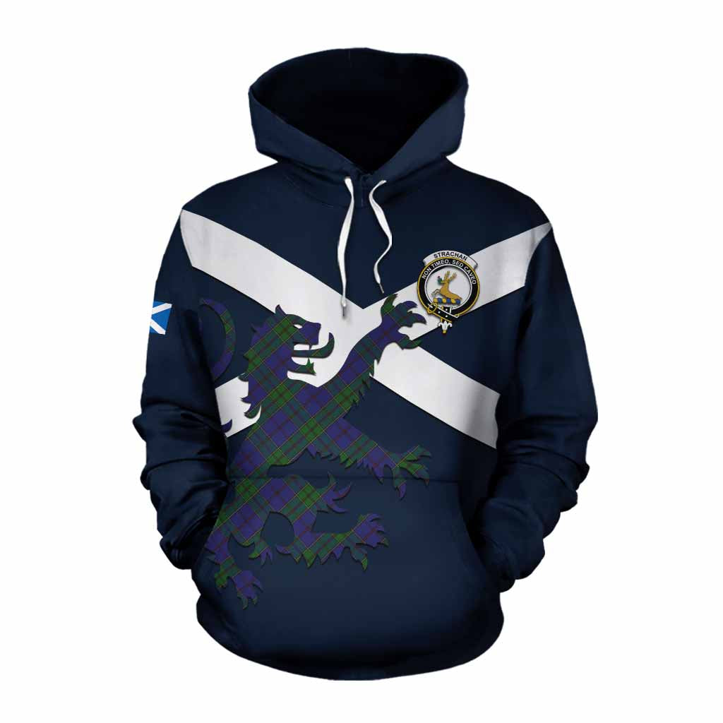 Tartan Vibes Clothing Strachan Tartan Lion Rampant Cotton Hoodie Proudly Display Your Heritage with Alba Gu Brath and Clan Name