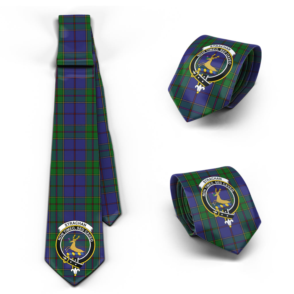 Strachan Tartan Classic Necktie with Family Crest Necktie One Size - Tartan Vibes Clothing