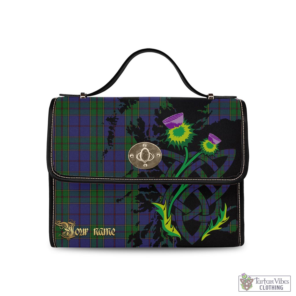 Tartan Vibes Clothing Strachan Tartan Waterproof Canvas Bag with Scotland Map and Thistle Celtic Accents