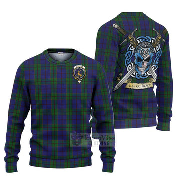 Strachan Tartan Ugly Sweater with Family Crest Celtic Skull Style