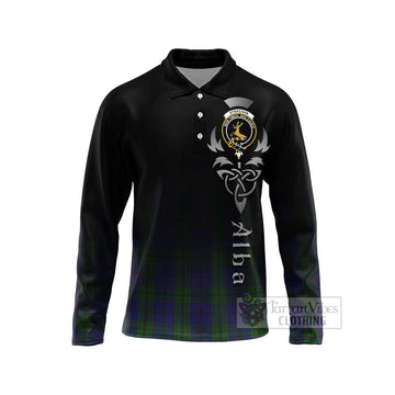 Strachan Tartan Long Sleeve Polo Shirt Featuring Alba Gu Brath Family Crest Celtic Inspired