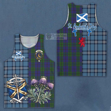 Strachan Tartan Men's Tank Top Happy St. Andrew's Day Half Tartan Style