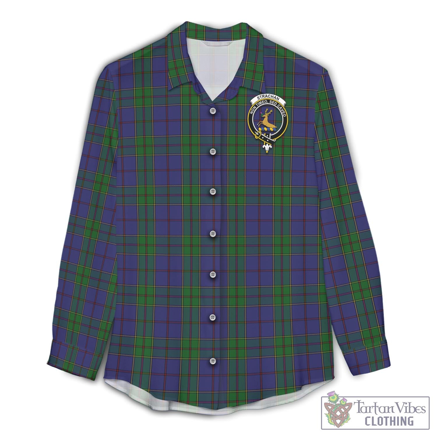 Tartan Vibes Clothing Strachan Tartan Womens Casual Shirt with Family Crest