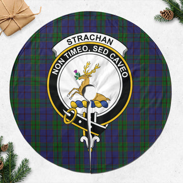 Strachan Tartan Christmas Tree Skirt with Family Crest