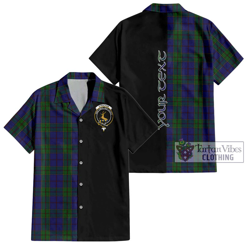 Strachan Tartan Short Sleeve Button Shirt with Family Crest and Half Of Me Style Kid - Tartanvibesclothing Shop