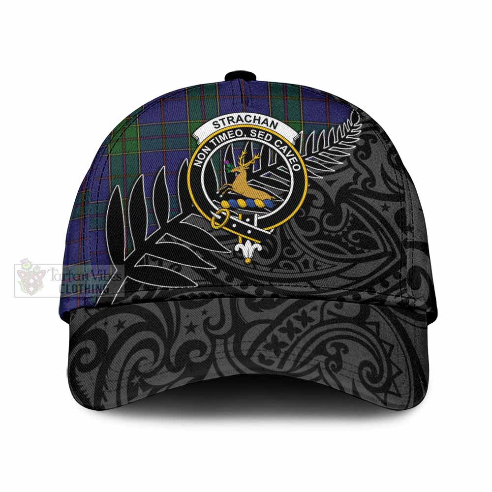 Tartan Vibes Clothing Strachan Tartan Classic Cap with New Zealand Silver Fern Half Style