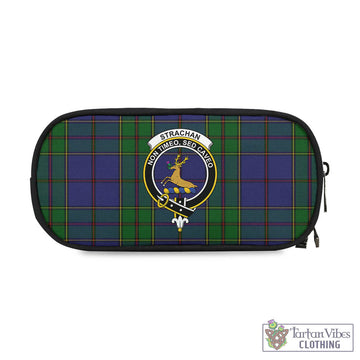 Strachan Tartan Pen and Pencil Case with Family Crest