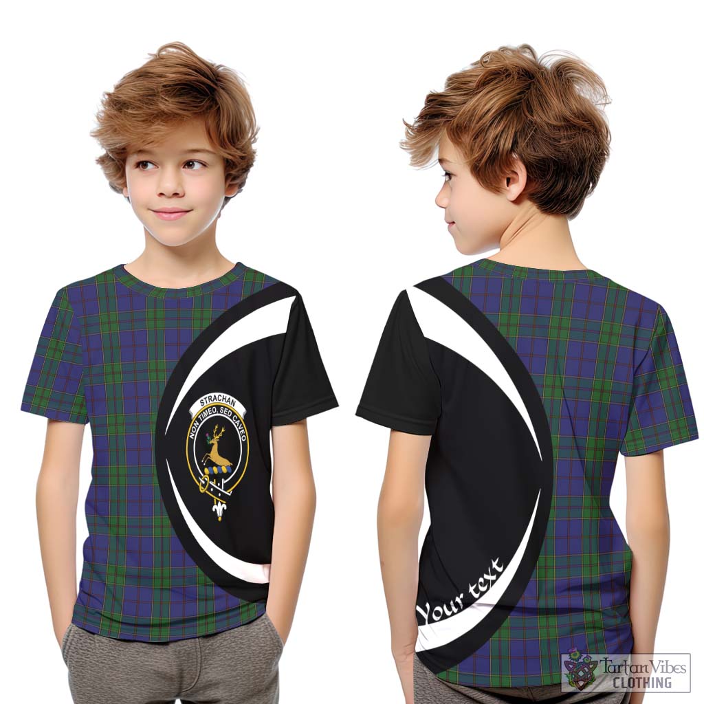 Strachan Tartan Kid T-Shirt with Family Crest Circle Style Youth XL Size14 - Tartan Vibes Clothing