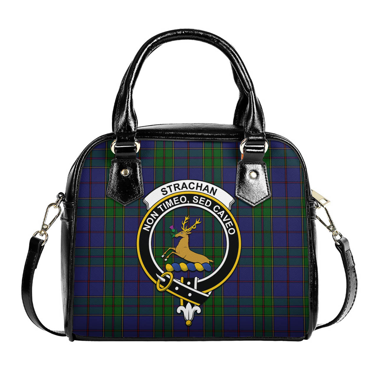 Strachan Tartan Shoulder Handbags with Family Crest One Size 6*25*22 cm - Tartanvibesclothing