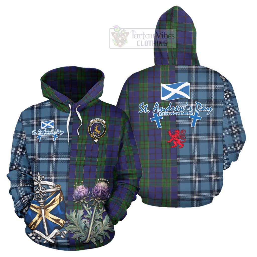 Tartan Vibes Clothing Strachan Tartan Hoodie Happy St. Andrew's Day Half Tartan Style