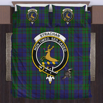 Strachan Tartan Bedding Set with Family Crest