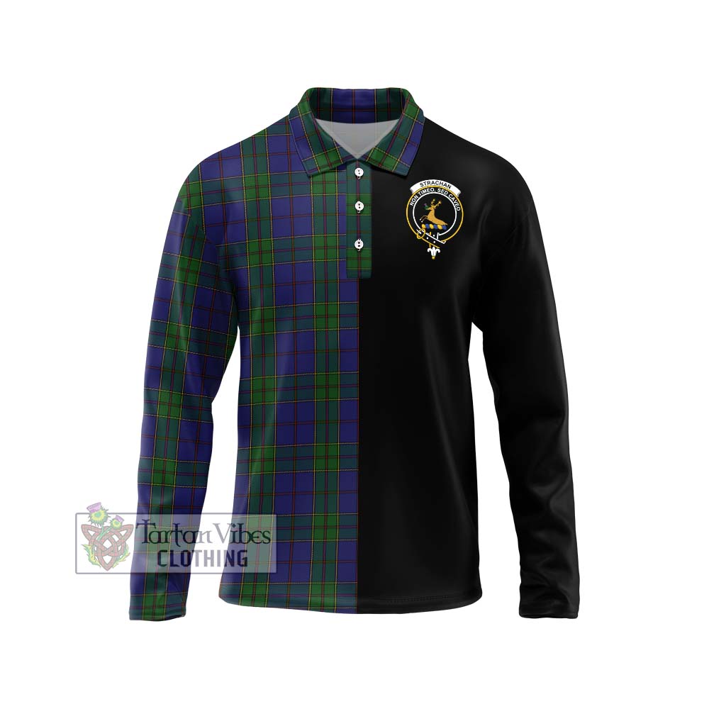 Strachan Tartan Long Sleeve Polo Shirt with Family Crest and Half Of Me Style Unisex - Tartanvibesclothing Shop